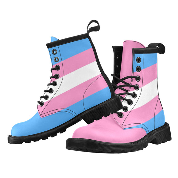 Trans Pride Men's PU Leather Martin Boots