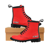 CJLC Red Women's PU Leather Boots (Model 402H)
