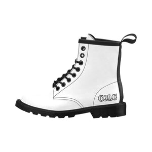 CJLC White Women's PU Leather Martin Boots