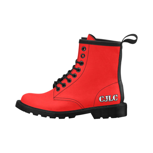 CJLC Red Women's PU Leather Boots (Model 402H)