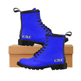 CJLC Blue Women's PU Leather Martin Boots