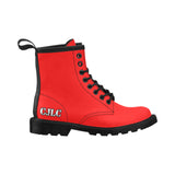 CJLC Red Women's PU Leather Boots (Model 402H)